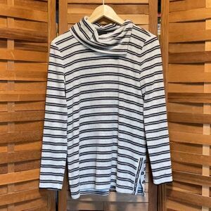 Talbots Black White Gray Striped Blouse Women S Pullover Shirt Cotton Polyester